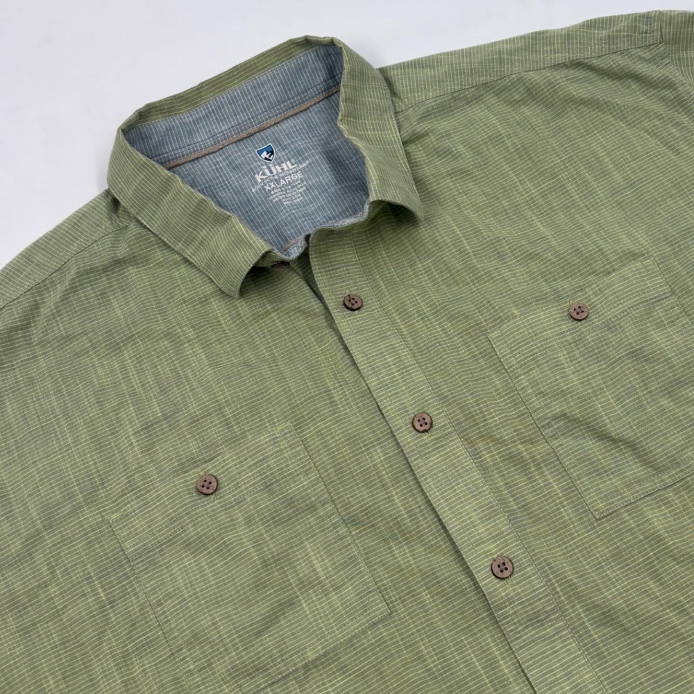 Kuhl Mens XXL Karib Green Short Sleeve Button Down Textured Outdoor Shirt